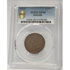 AUSTRALIA 1923 . HALF 1/2  PENNY . PCGS XF40